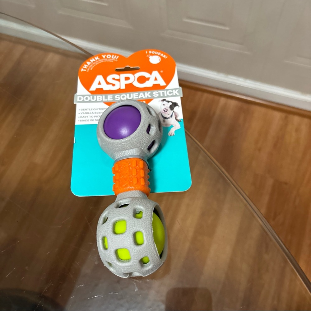 ASPCA Double Squeak Stick Squeaky Dog Toy Vanilla Scented Made Of TPR Rubber